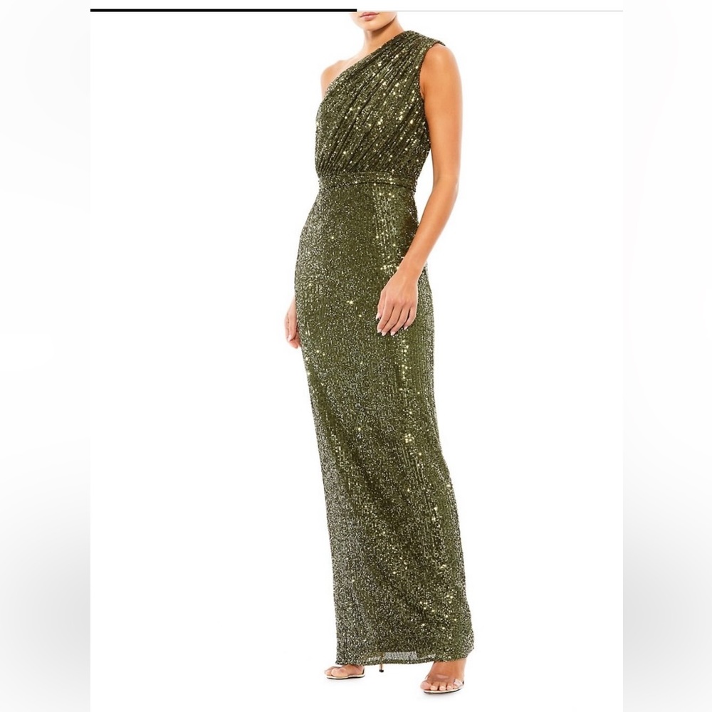 Macduggal one shoulder sequin gown